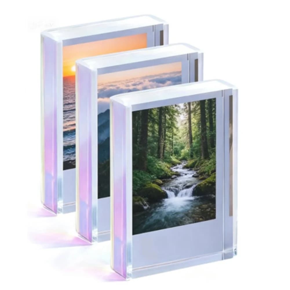 Pack of 3 frames for rainbow acrylic photo, suitable for mini camera photos, transparent home decoration