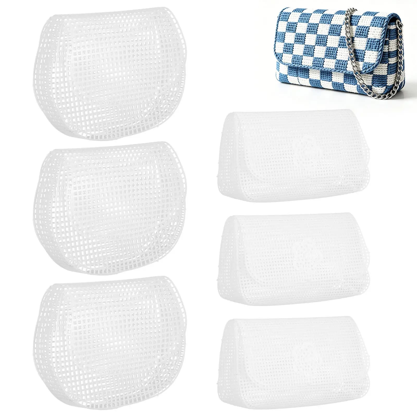6Pcs Plastic Canvas Mesh Sheets White Sturdy Easy to Cut Crochet Bag Handbag DIY Sewing Accessories Plastic Mesh