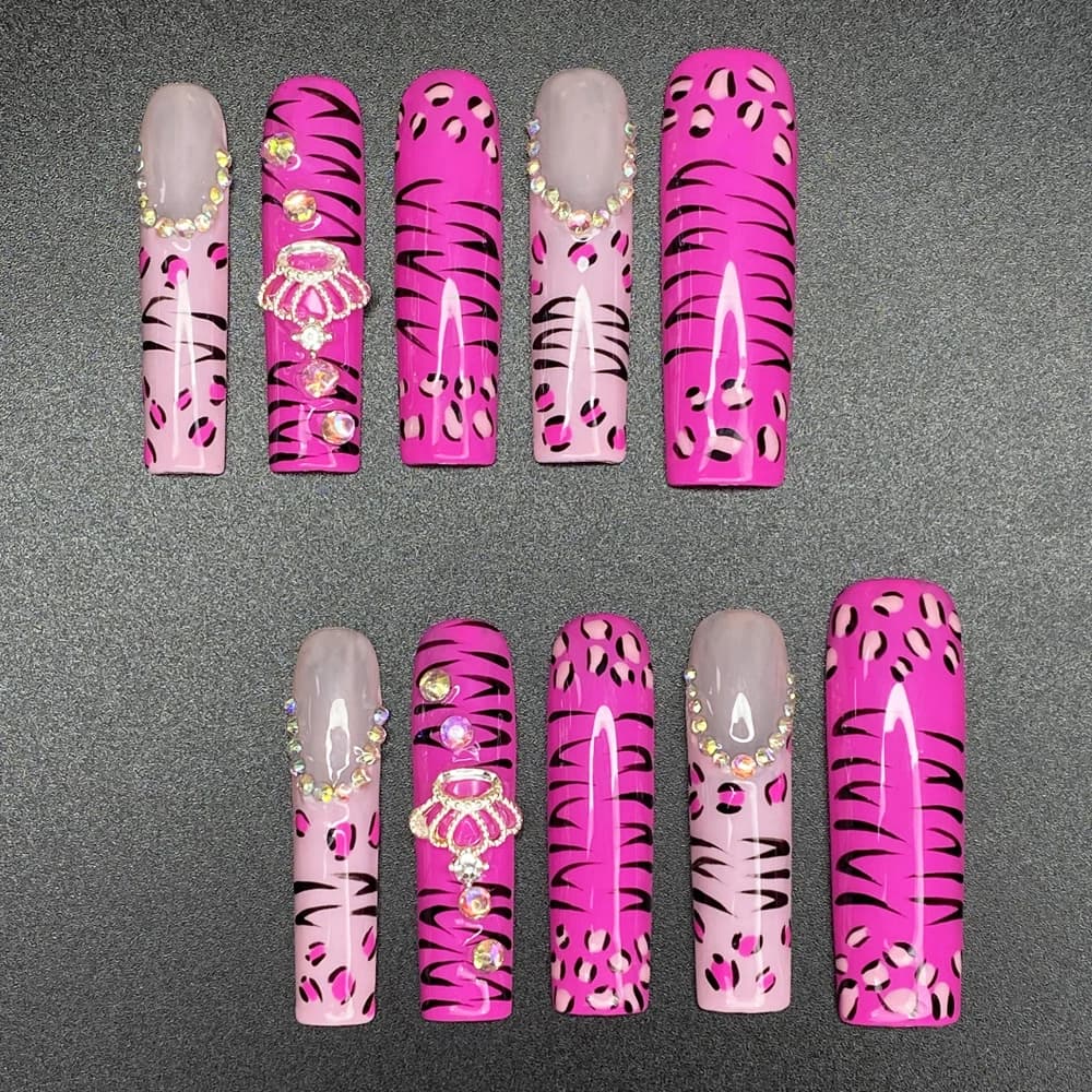 Hand Paint Press on Nails 45mm INS Fashionable Tips Y2K Luxury Attracting Decorated Thickness Acrylic Handmade Nails Press on