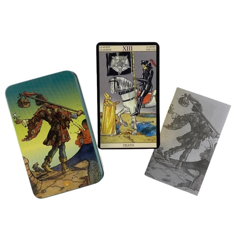 Mazzo di carte dei tarocchi Back Rider in edizione dorata con scatola di metallo con guida in carta Giochi da tavolo classici per visione di divinazione inglese