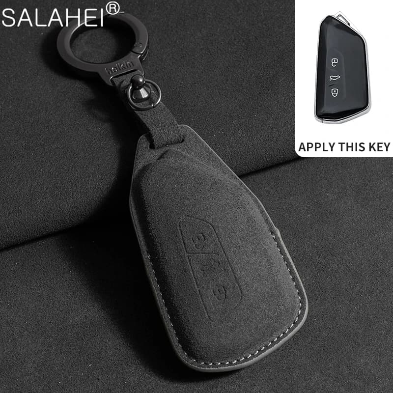 Suede Leather Remote Car Key Case Cover Holder For VW Volkseagen Passat Magotan For Skoda Superb A7 Kodiaq Seat Polo Golf Tiguan