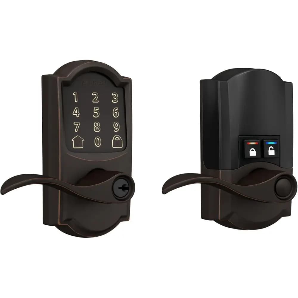 Serratura Wi-Fi Intelligente con Maniglia a Leva, Tastiera Touchscreen, Ingresso con Chiave, Controllo tramite App, Compatibile con Alexa, Casa e Airbnb, A