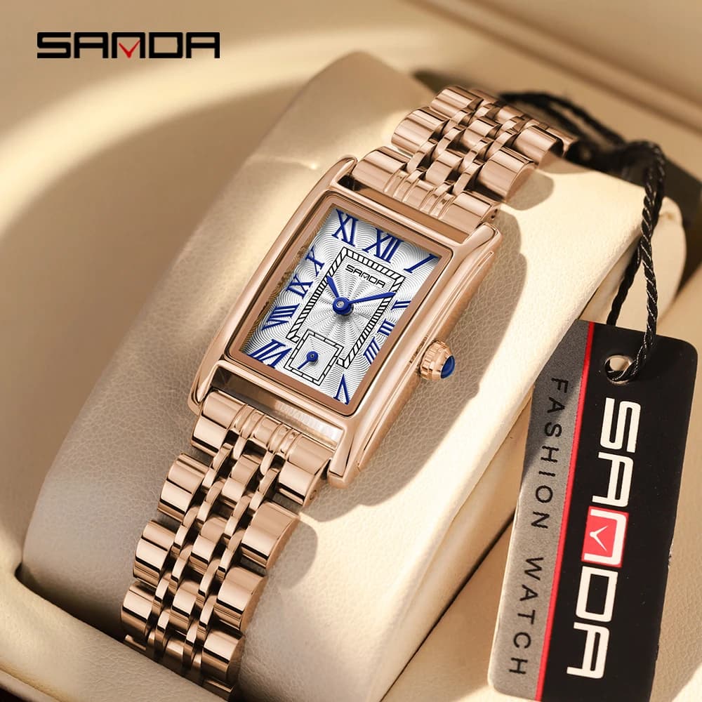 Fashion SANDA 1116 New Design Elegant Rectangular Water Resistant Dial Quartz Movement Business Women's Analog Wrist Watch