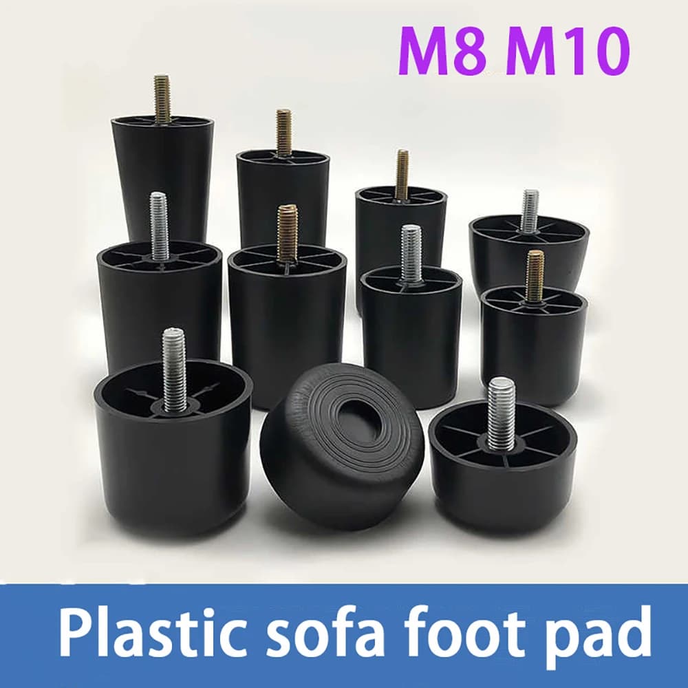 M8 M10 Piedini regolabili in plastica PE nera Ammortizzante antiscivolo Piedini per mobili Tavoli Sedie Protezioni per le gambe Accessori