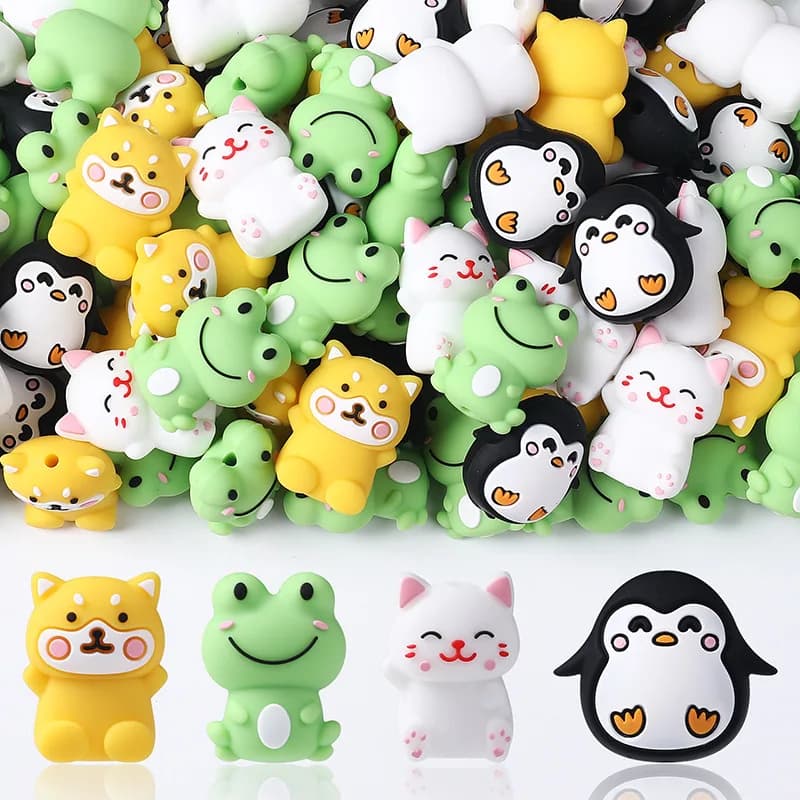 20/50pcs 3D Perline di Silicone Perline focale Animale Per La Produzione di Gioielli FAI DA TE Ciuccio Catena Braccialetto Collana Accessori di Gioielli