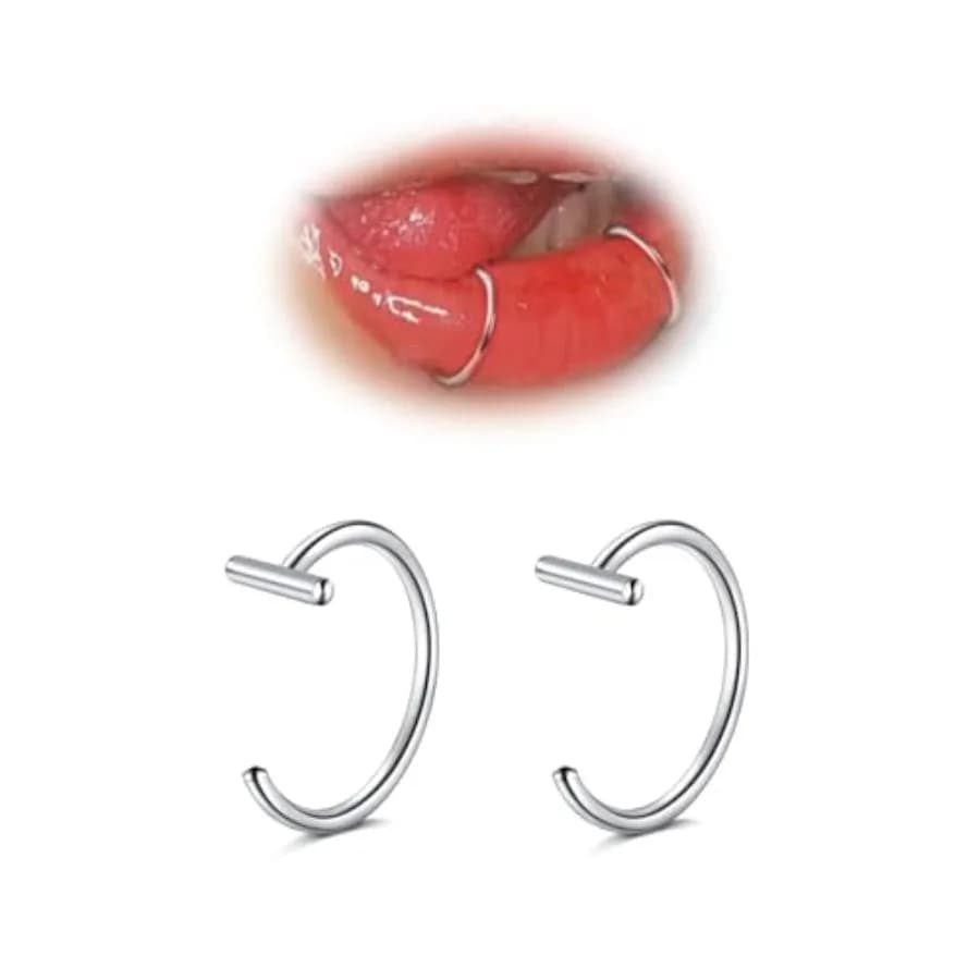 Fake Nose Lip Ring, No-Piercing Fake Nose Lip Helix Clip-On Earring Ear Cuff, Faux Body Piercing Jewelry for Women Men Silver