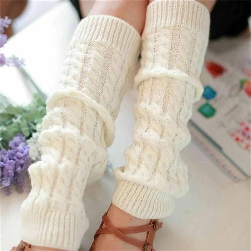 Vintage Womens Ladies Winter Warm Long Crochet Knitted Knit Cable Warmers Leg Socks Thermal Leggings Boot Cover