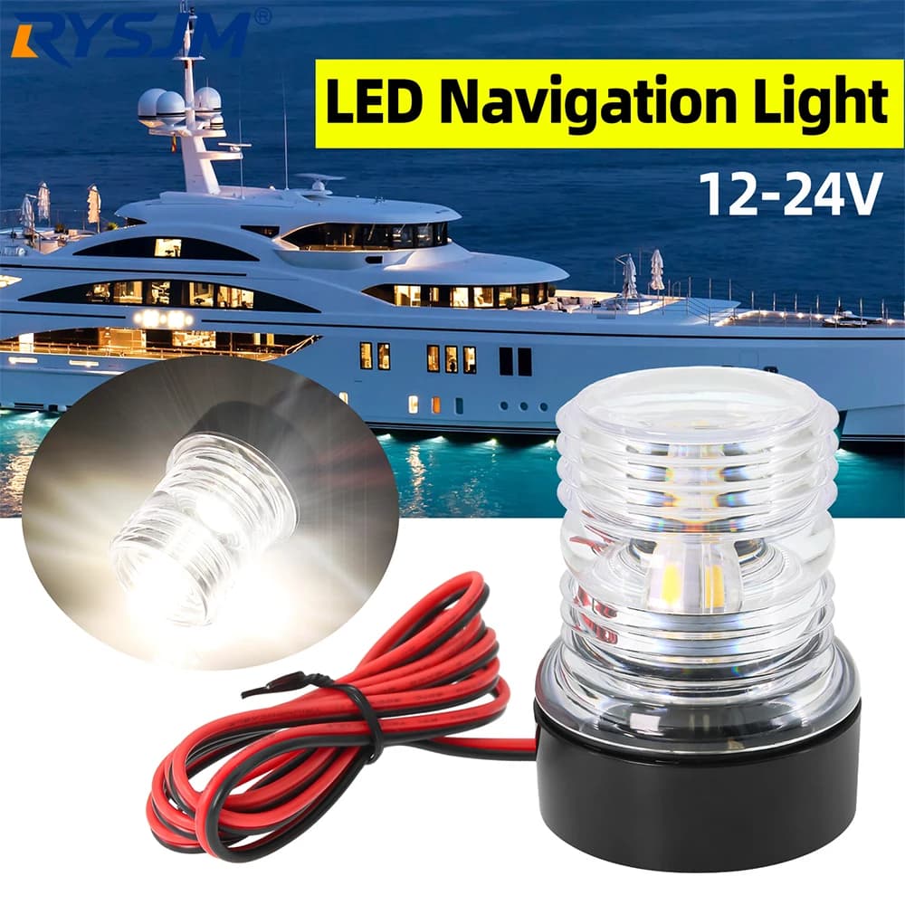 12V LED Boat Navigation Anchor Light 360° All Round Waterproof Marine Signal Lamp For Yacht Vessel Accessories Sailing Lights