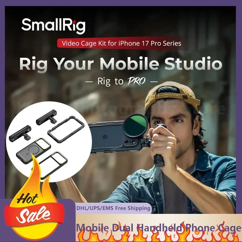 Smallrig per Iphone 17 Pro 17Pro Max Kit gabbia per conigli da tiro professionale Doppio palmare con controller Assistente per fotocamera Bluetooth