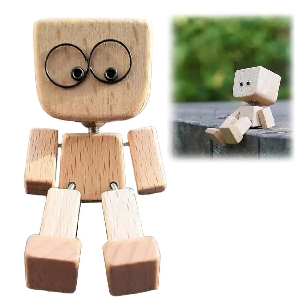 1Pc Figura in legno fatta a mano Diffusore di aromi per auto in legno per console per auto Robot oscillante per le gambe Scuotendo l'uomo Uscita aria automatica unica K1N8