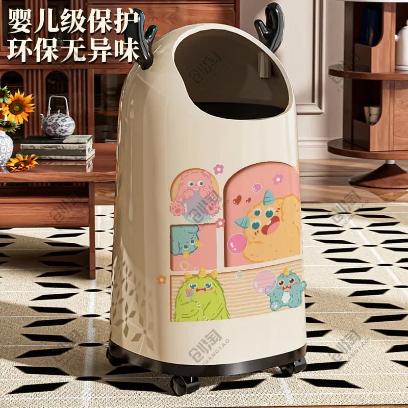Removable Double Layer Trash Can with Wheels for Living Room Kitchen Bedroom Bathroom High End Light Luxury Storage Bucket