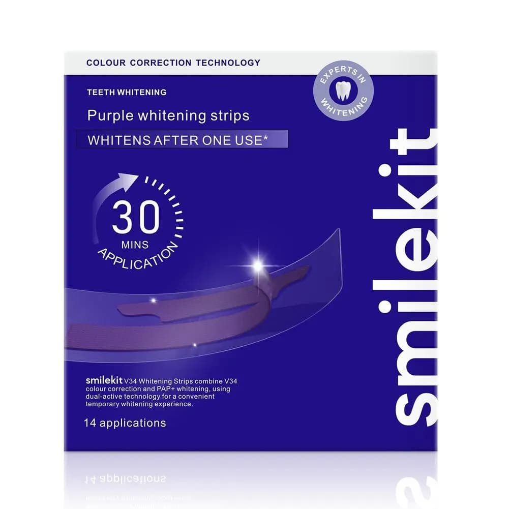Smilekit Teeth Whitening Strips Purple V34 Remove Stains Fresh Tooth Bleaching Sticker Refreshing Color Correction Teeth Care