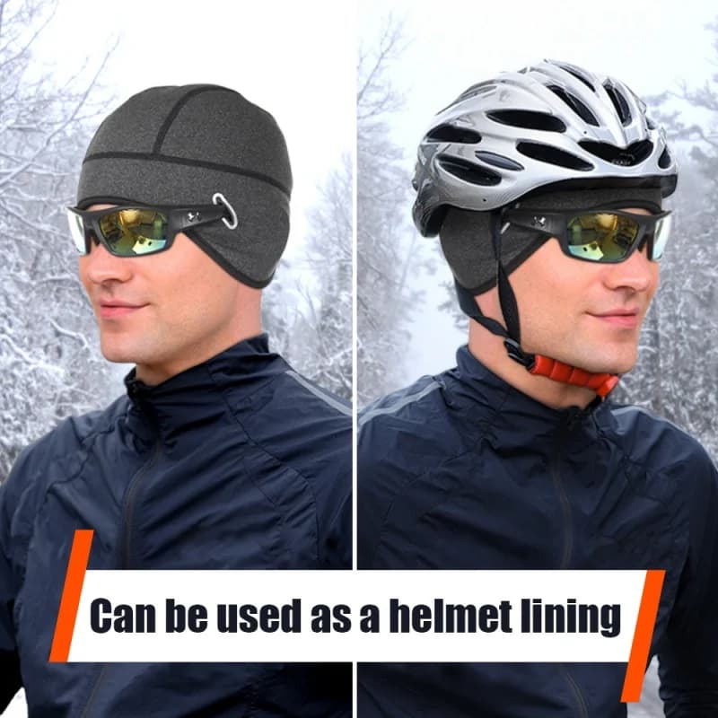 Berretto caldo da ciclismo invernale Fodera per casco MTB Cappello in pile con teschio Cappello termico da uomo Donna Corsa da sci Foro per occhiali Copricapo antivento