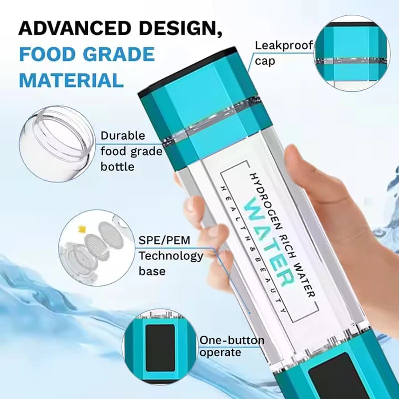 Generatore di acqua ad alto contenuto di idrogeno Max 5000 PPB con tecnologia SPE&PEM, con kit per inalazione e adattatore.