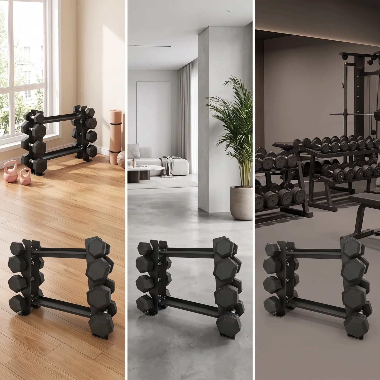 Dumbbell Rack Double-Layer Dumbbell Storage Rack Heavy-Duty Space-Saving for Home Gym Owners, Workout Corner, Apartment