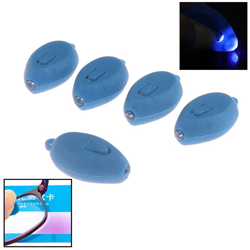 Nuovo 5pcs Mini portachiavi UV LED portachiavi Flash torcia torcia Anti luce blu lampada di prova