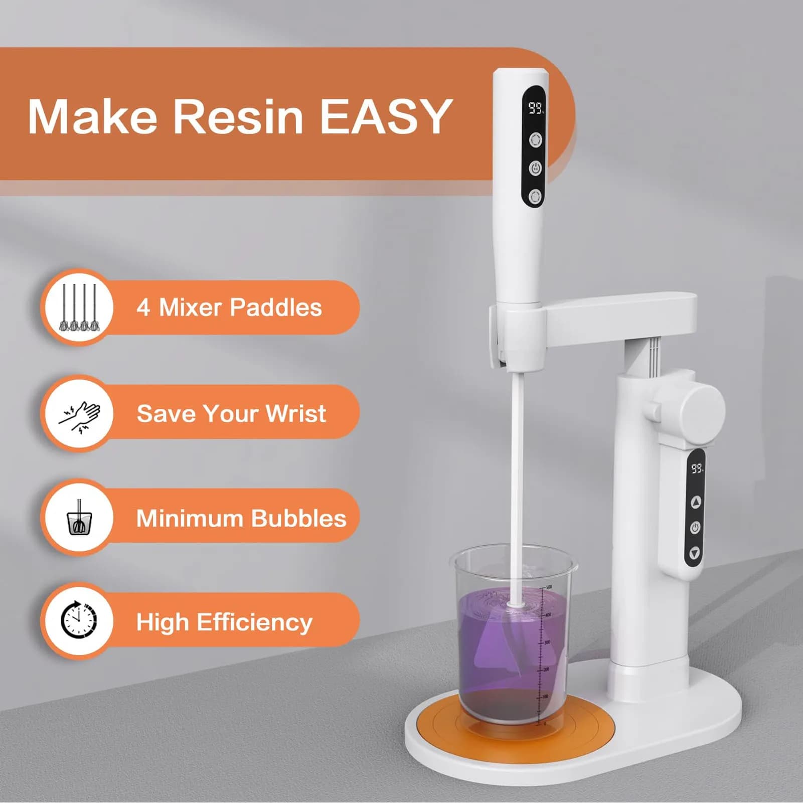 Electrical Agitator for Resin Electric Mixer for Resin With Support Minimization of Bubbles Coatings Collar Machine for Shaking 5 Speed Adjustable