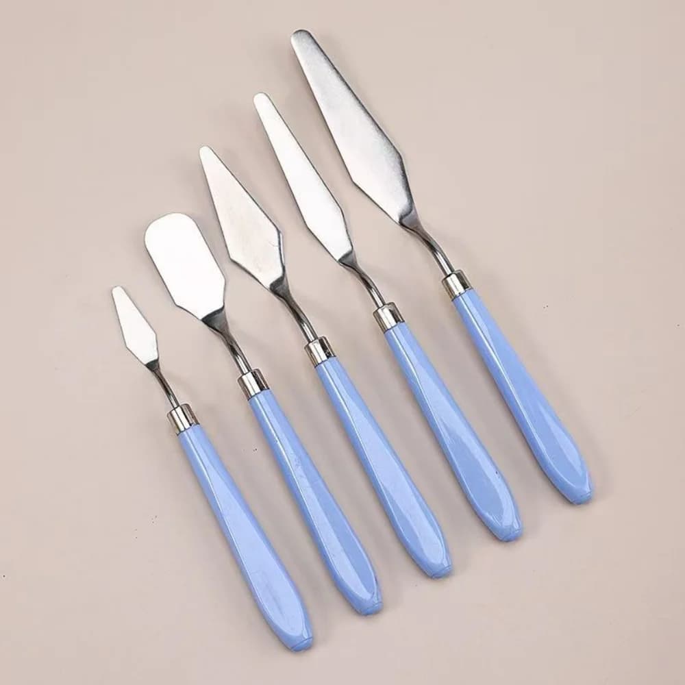 5Pcs Stainless Steel Palette Knife Set, Oil Acrylic Watercolor Paint Mixing Scrapers, Artist Tools