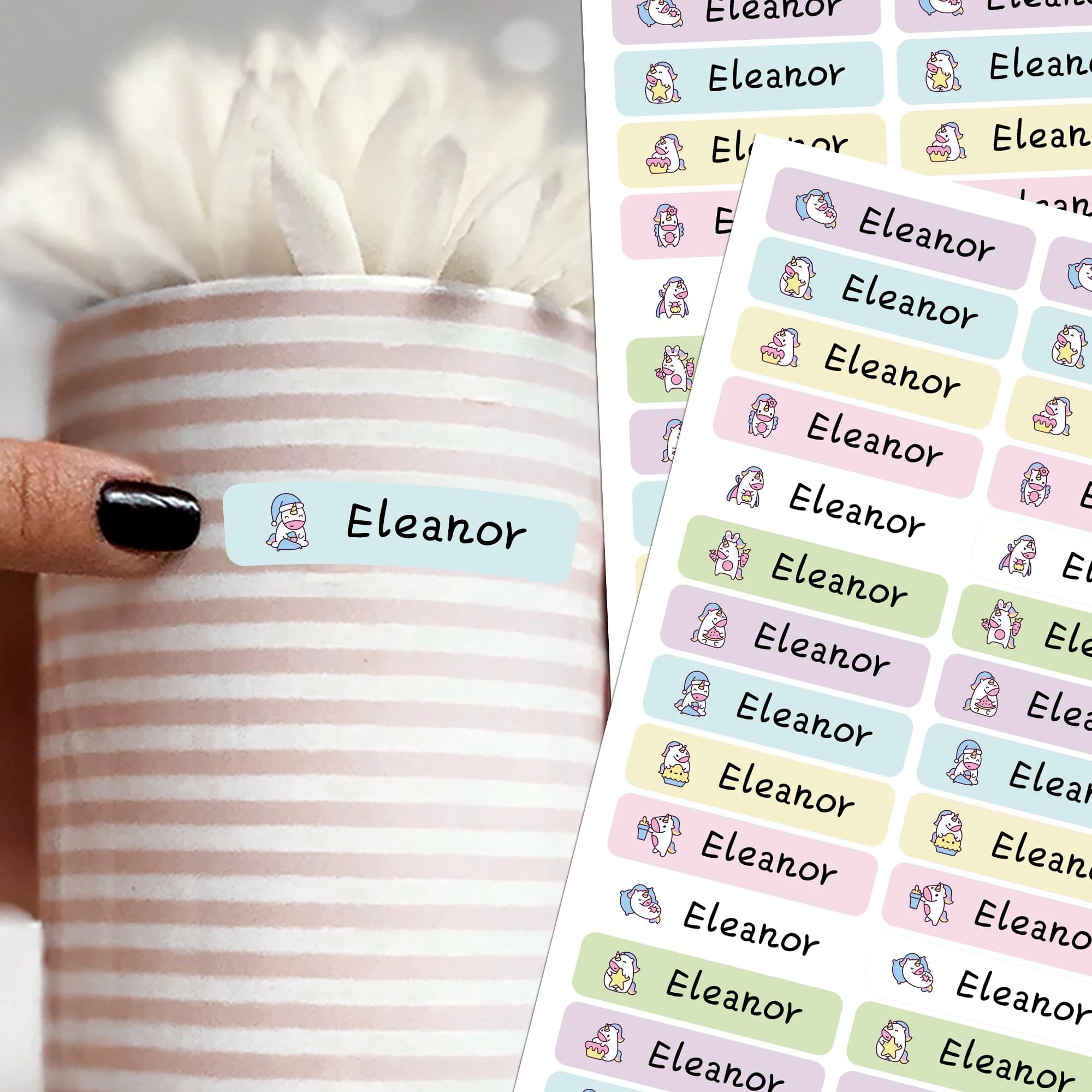 126/168pcs Unicorn custom Stickers Personalized Tag Textbook Label Textbook Stickers For School Lunch Boxes & Office Supplies