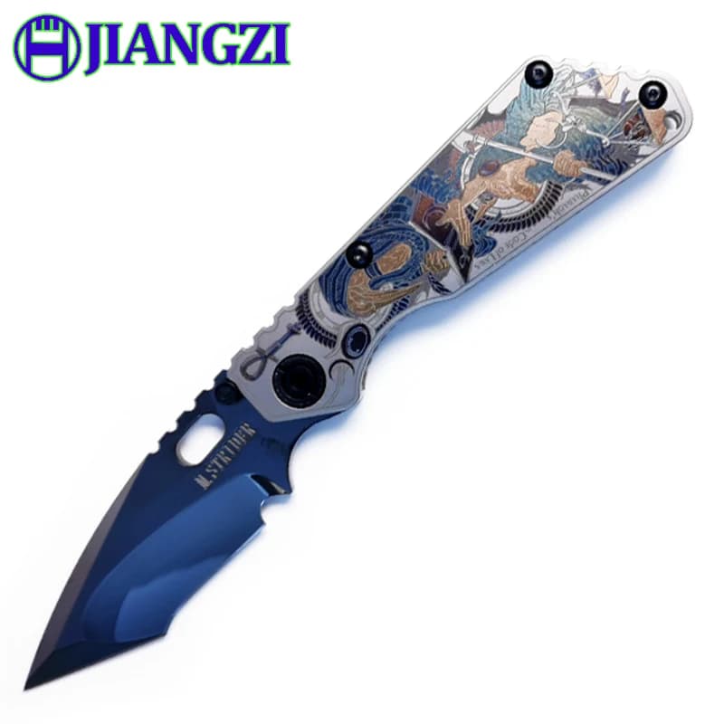 new folding knife Böhler M390 outdoor pocket knife in high quality steel laser engraving Titanium mirror/ DLC Carbon similar to diamond