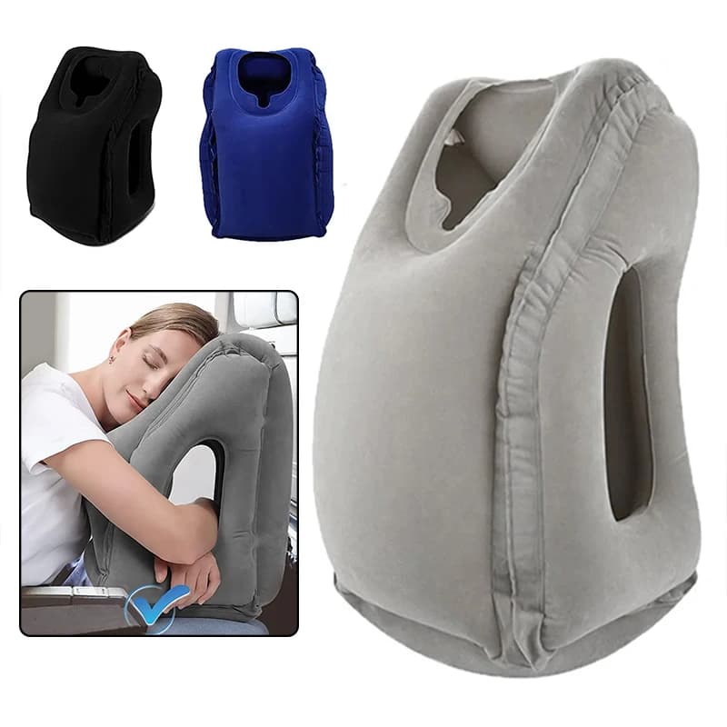 Cuscini da Viaggio Gonfiabili con Supporto per Collo e Testa, Cuscino Pieghevole per Lunghi Viaggi, Voli, Auto, Ufficio, Accessori per il Riposo