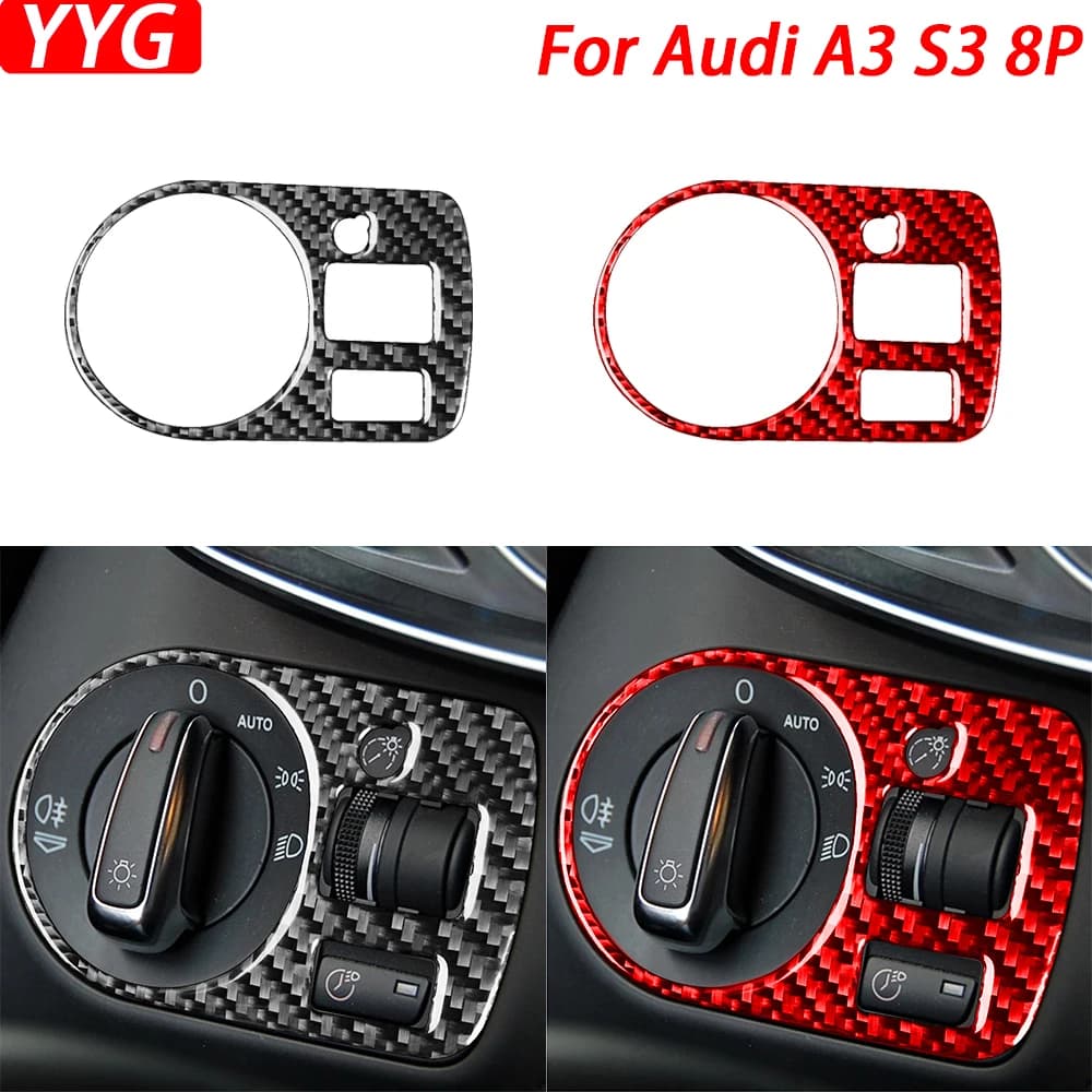 For Audi A3 S3 8P 2006 2007, Carbon Fiber Cover for Light Control Panel, Interior Decoration, Auto Accessories, Wall decal