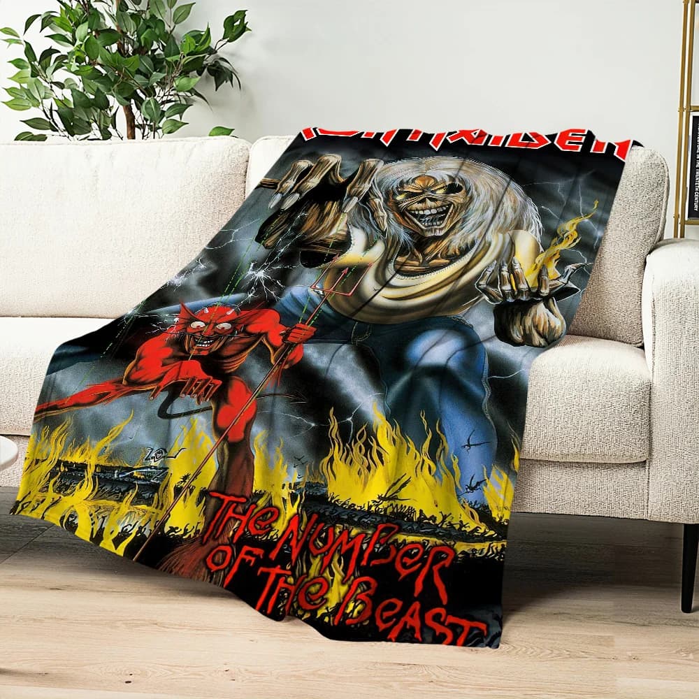 Coperta Band I-Iron M-Maidens Confortevole e delicata sulla pelle, calda e morbida coperta in peluche adatta per divano, soggiorno, ufficio, camera da letto
