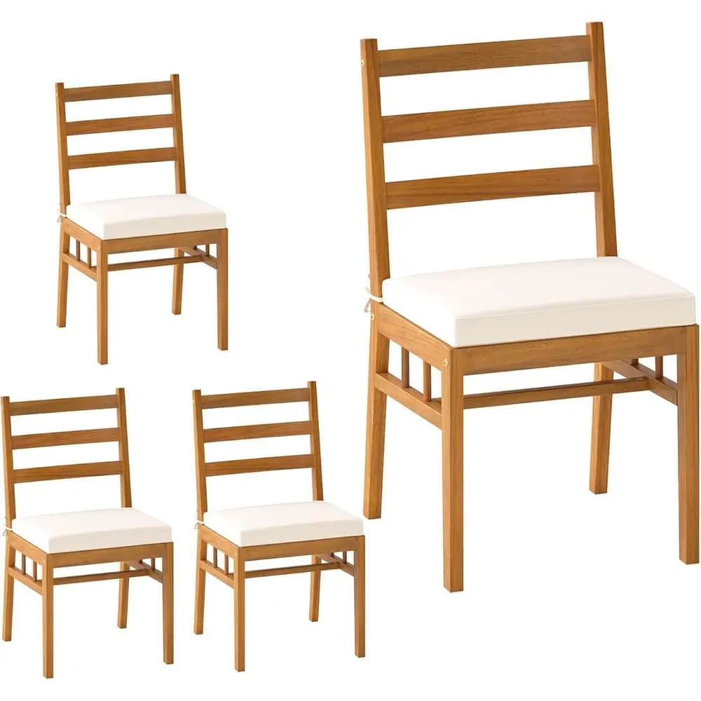 4-Piece Outdoor Patio Chairs Set with Cushions, High Backrest for Deck, Porch, Yard Dining