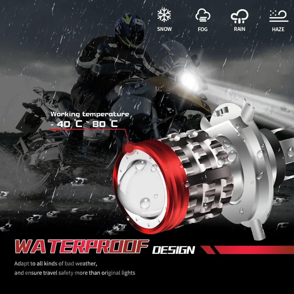 Faro moto universale H4 LED BA20D H6 Angel Eye Motor lampadina a Led lampada frontale per moto bianco giallo abbagliante anabbagliante 12-80V
