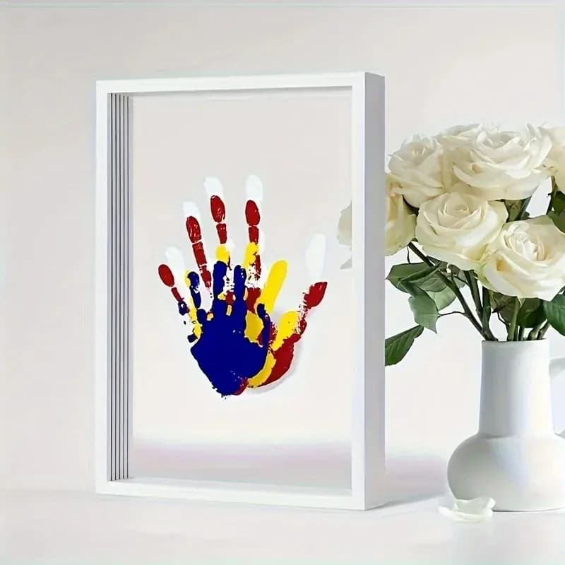Cornice Creativa Fai-da-Te per Impronte delle Mani, Arte delle Impronte di Coppia con Vernice Lavabile, Regalo per San Valentino