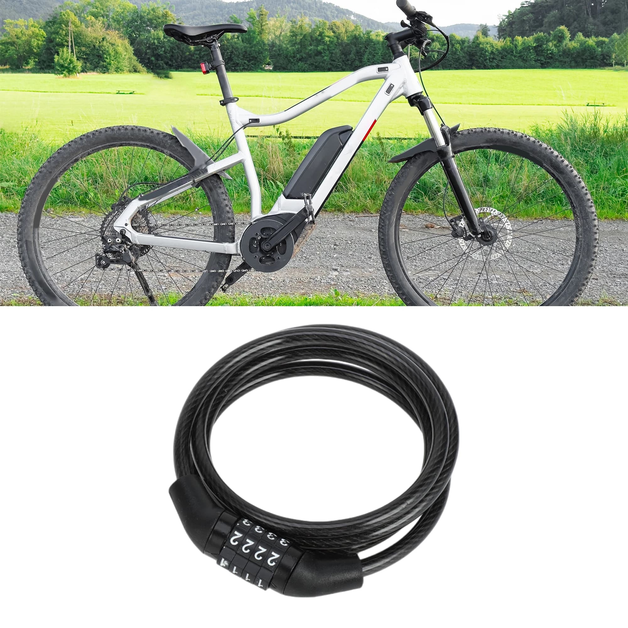 X Autohaux Lucchetto per bicicletta Lucchetto per cavo di sicurezza Lucchetto per bici con catena a combinazione a 4 cifre Nero