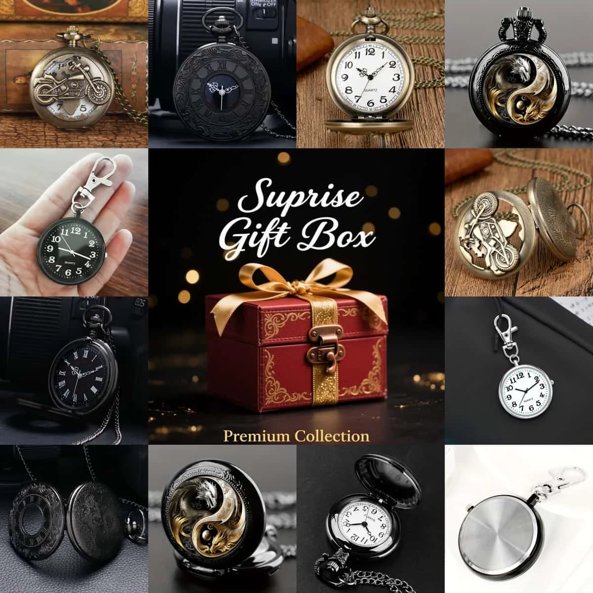 Scatola cieca per orologi a sorpresa, scatola regalo misteriosa, scatola per orologi Qucket al quarzo festival, ovunque ogni disboxing contiene un dolcetto senza tempo ​