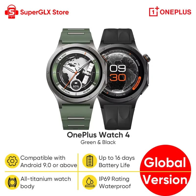 OnePlus Watch 4 Versione Globale, Smartwatch con Display AMOLED da 1,50'', Processore Snapdragon W5, Fino a 16 Giorni di Autonomia, Sistema Operativo Wear OS