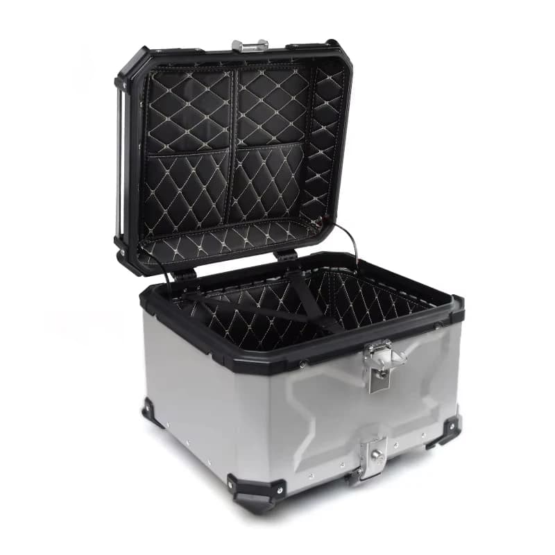 Scatola per moto in alluminio 45L 55L 65L 80L Scatola per bagagli posteriore per moto Custodia da viaggio per casco Moto Top Box universale impermeabile