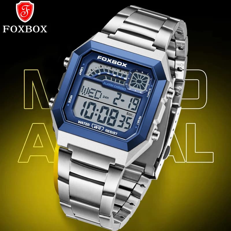 FOXBOX Orologio Digitale di Lusso da Uomo, Sportivo Casual con Data, Impermeabile e Luminoso, Movimento Elettronico