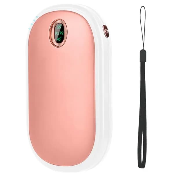 Power Bank Scaldamani Tascabile, Riscaldatore per Mani Ricaricabile con Display Digitale, 2 Livelli di Calore, Riscaldamento su Due Lati.