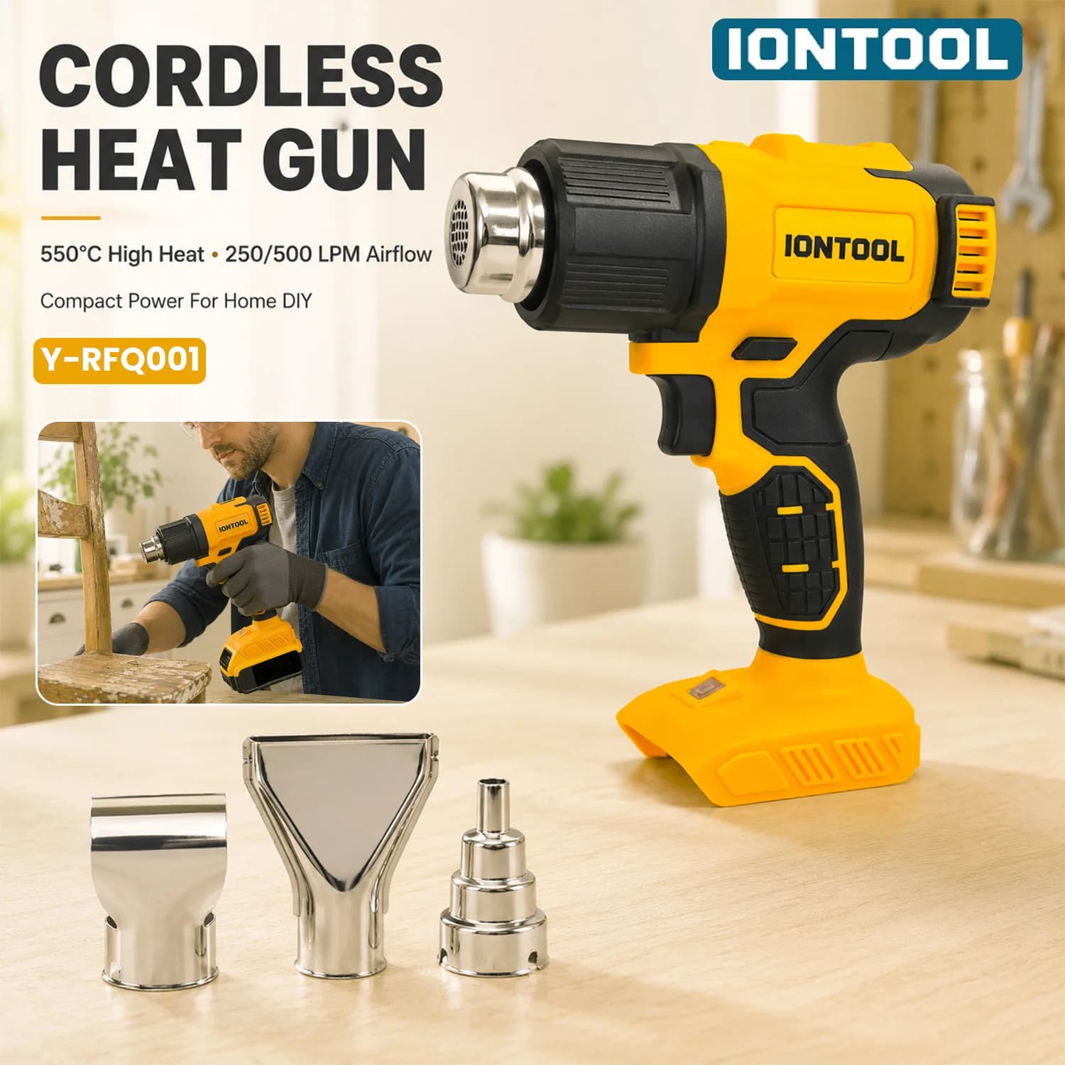 IONTOOL 550℃ Cordless Electric Tools Heat Gun Variable Temp for Frozen Pipe Thawing and Winter Plumbing Bare Unit