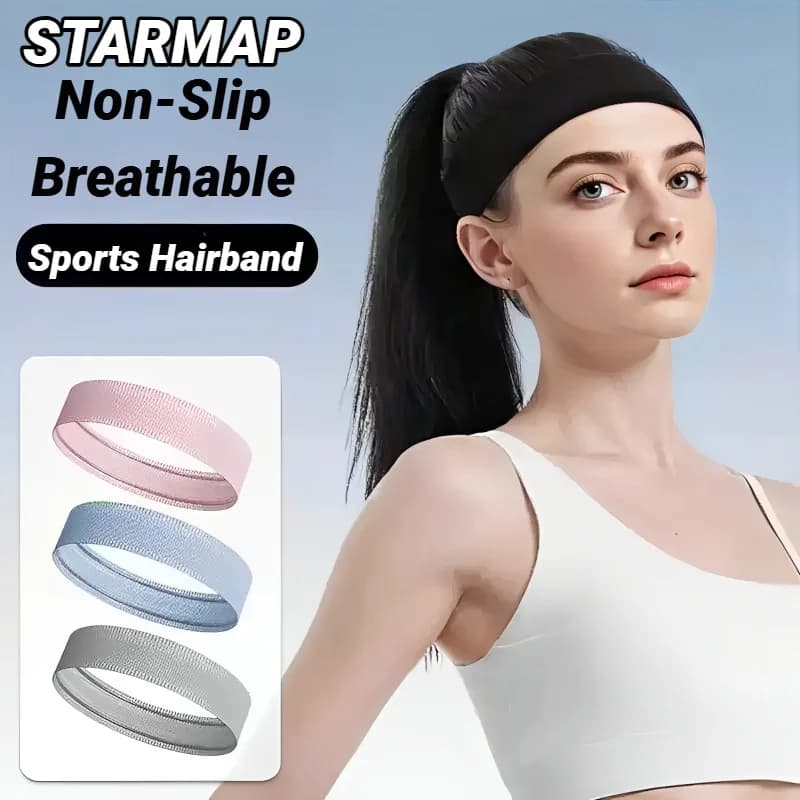 Fascia elastica sportiva con assorbimento del sudore e antiscivolo, per fitness, yoga, tennis, ciclismo, fascia per capelli per uomo e donna