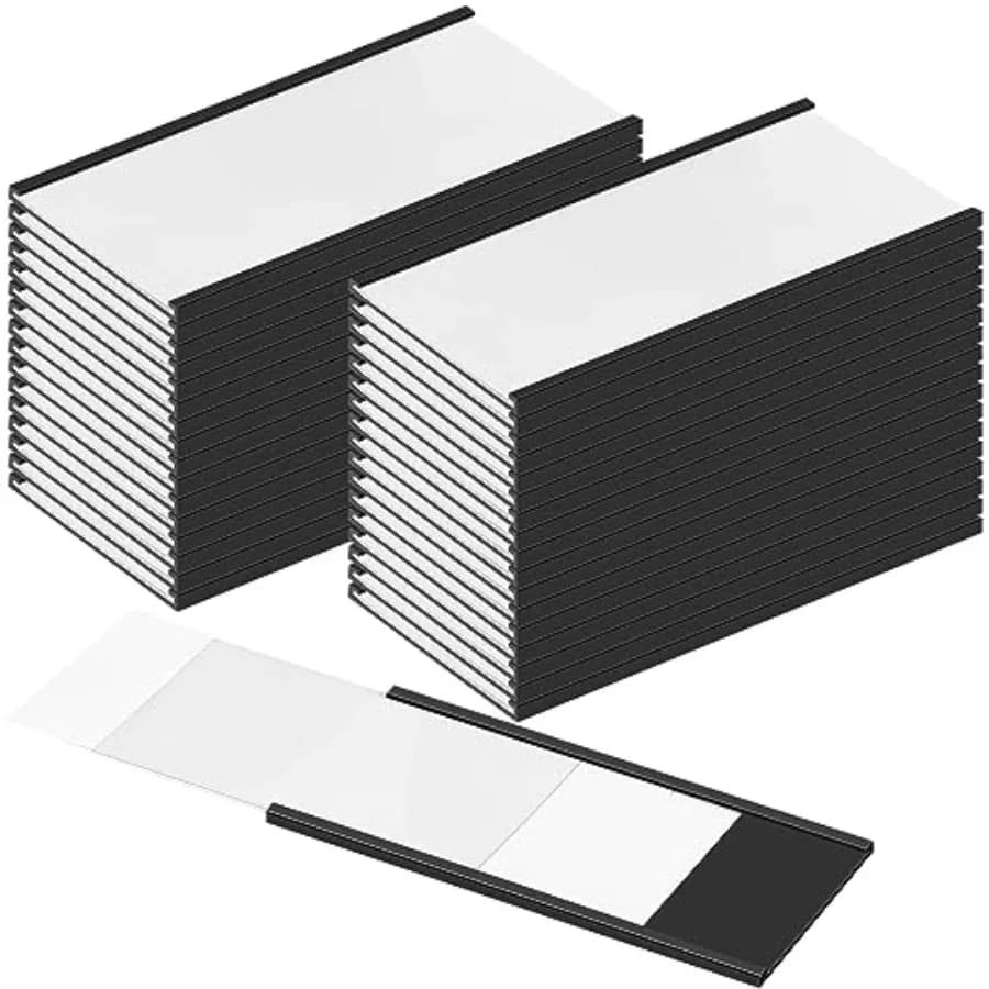 100 set di portaetichette magnetici da 4 x 2 pollici, portaetichette a canale C, targhette magnetiche con protezioni in plastica trasparente e bianche