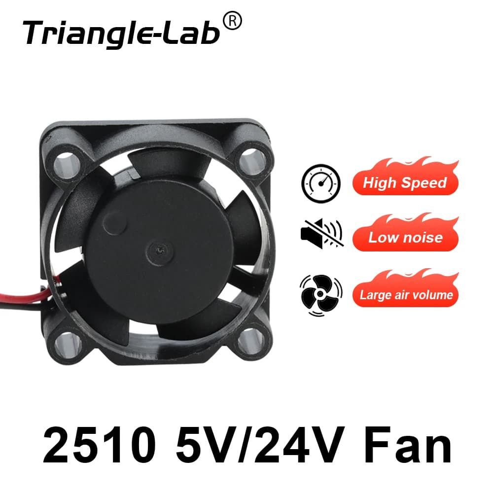 Ventola di raffreddamento Trianglelab DC2510 silenziosa da 2,5 cm (25x25x10 mm) per stampanti 3D, hotend ed estrusori, compatibile con laser e lampade di proiezione, 5V-24V
