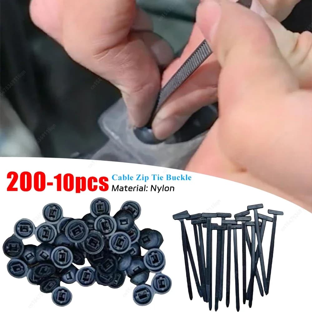 200-10pcs Nylon Universal Cable Zip Tie Buckle Heavy Duty Plastic Wraps Strap Tie Self-locking Cable Zip Tie Fastening Ring Buck