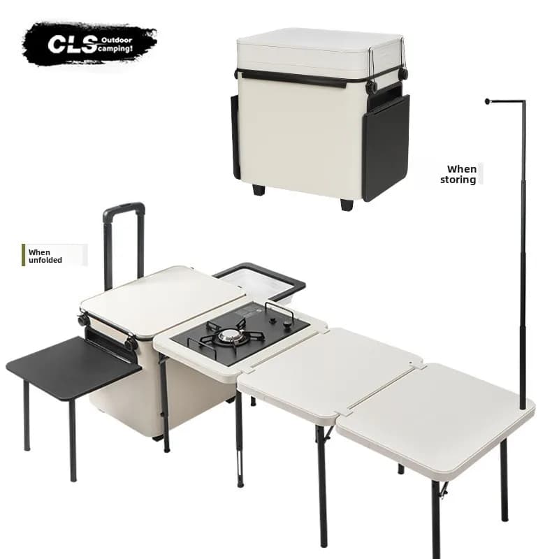 Cucina mobile per auto da esterno campeggio barbecue portatile tavolo pieghevole stufa IGT campeggio scatola di immagazzinaggio da viaggio con guida autonoma