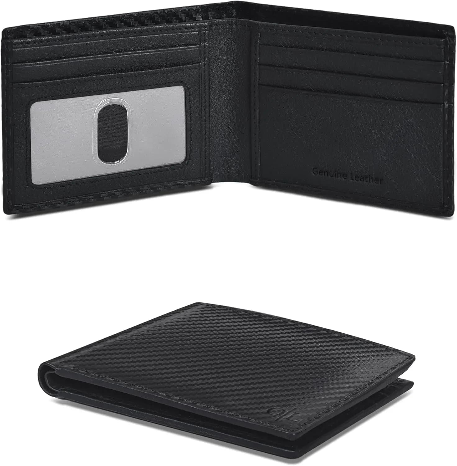 Portafoglio Sottile in Pelle con Blocco RFID per Uomo - Design Minimalista da Tasca Frontale con Finestra per Documenti, Sottile ed Elegante, Idea Regalo
