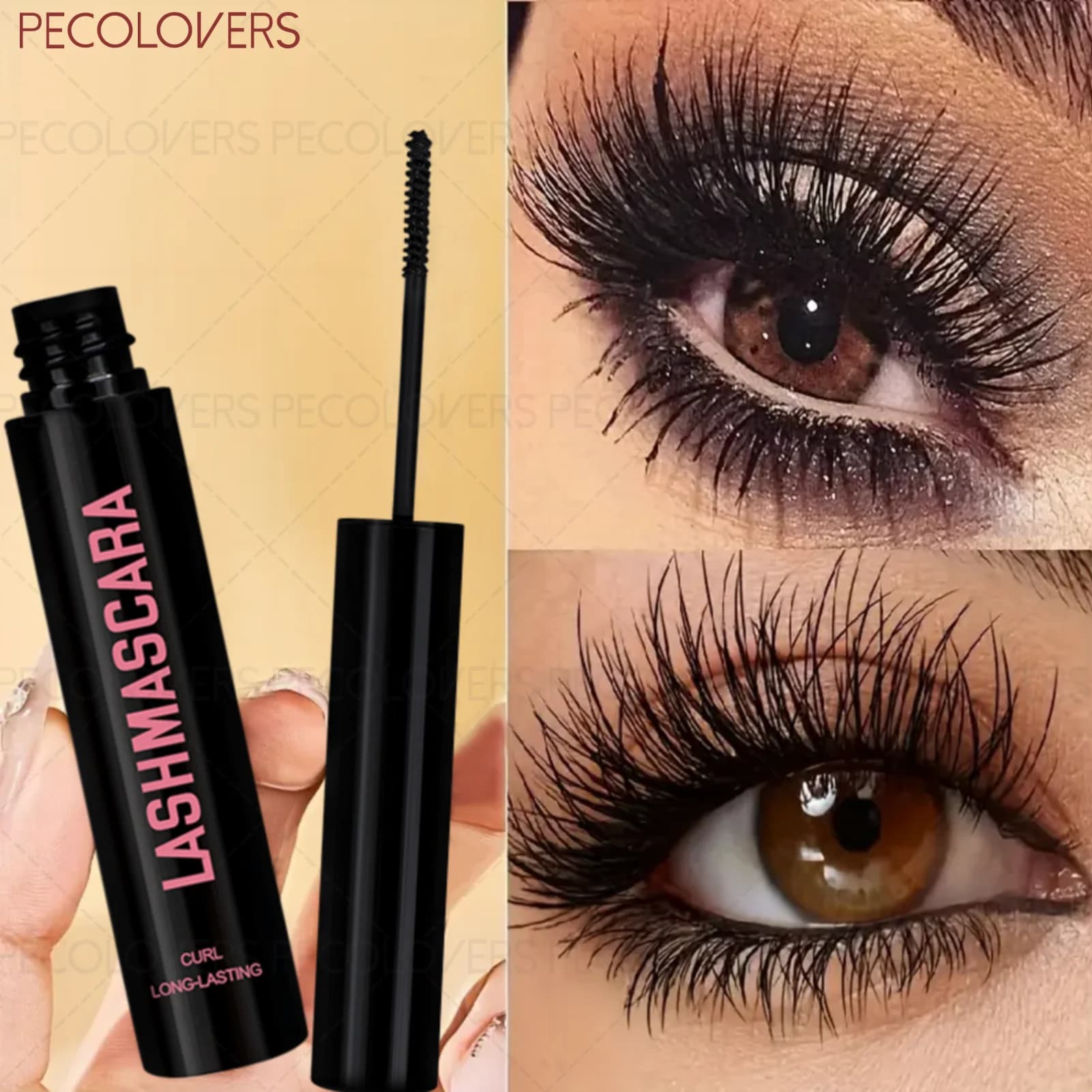 1 natural serum for eyelashes - Mascara volumizing and elongating, long-lasting black eyelashes without lumps, for all skin types