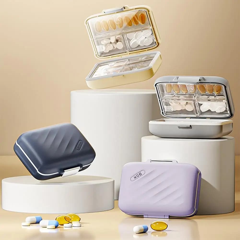 Seven Compartment Pill Organizer Capacity Medicine Storage Box with 7 Compartments Weekly Pill Organizer Moisture-proof Seal