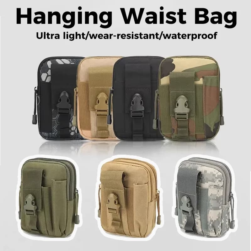 Waterproof Nylon Belt Bag, Men's Casual Multifunction Pocket, Running Waist Bag, Travel, Hunt, Small Male Bag