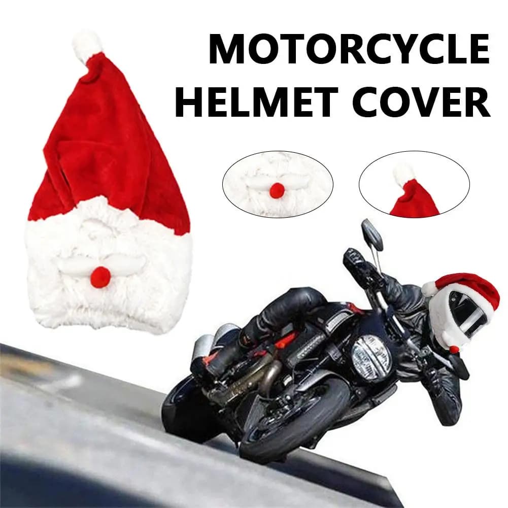 Caschi personalizzati elastici con copertura divertente per Babbo Natale da motociclista Cappello natalizio in peluche per feste di Natale all'aperto