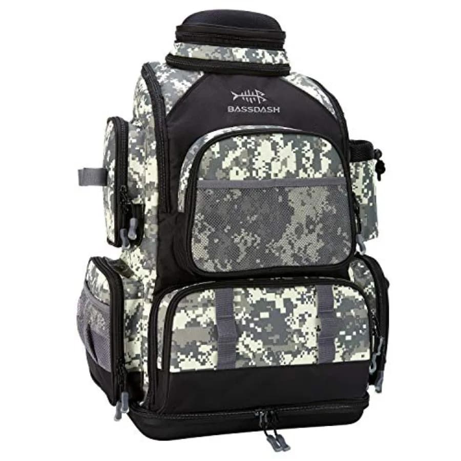 Water Resistant Fishing Equipment Backpack, Tactical Bag with Cane Door and Protective Rain Cover