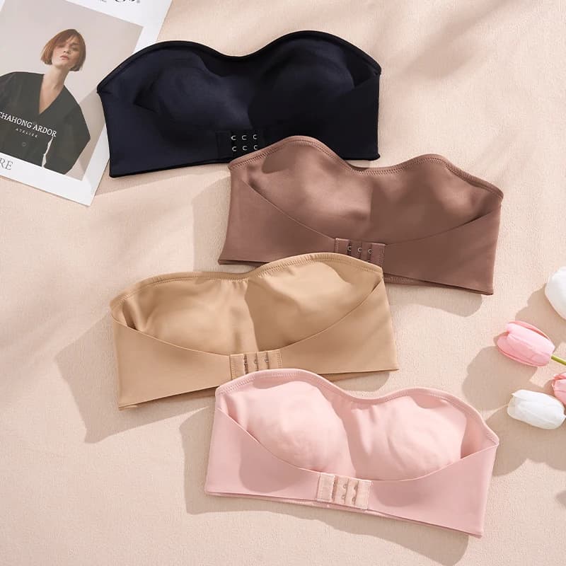 2025 vendita calda nuovo design efficace antiscivolo lato intero bralette imbottito in seta di ghiaccio senza spalline reggiseno per le donne