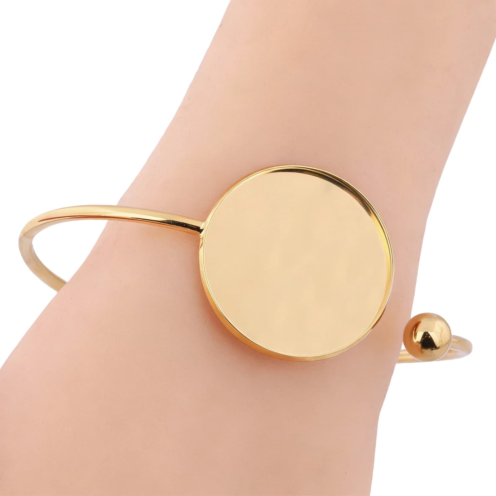 2 Pezzi Base per Bracciali a Polsino in Acciaio Inossidabile Placcato Oro, Adatta per Cabochon da 30mm, per Creazione Gioielli